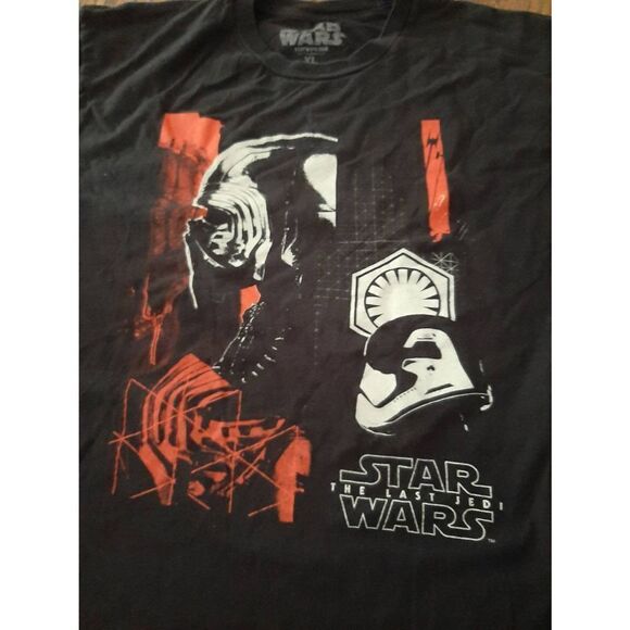 XL Star Wars The Last Jedi Short Sleeve Crew Neck Cotton Tee Tshirt Top Black - Picture 2 of 4